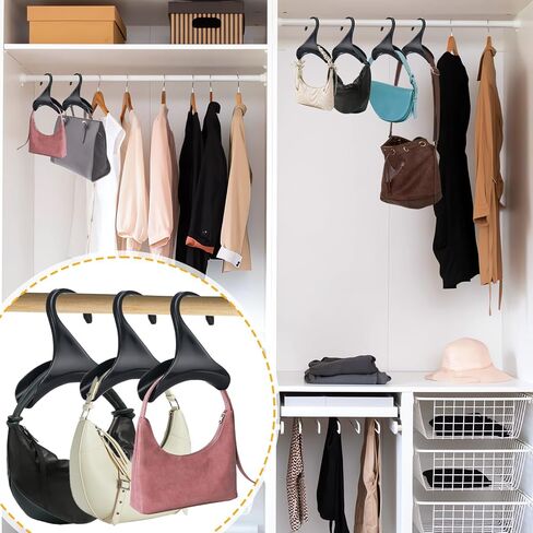 Bag Hanger, 12 Pcs Black Purse Hangers for Closet, Handbag Hangers for Closet, Handbag Organizer Hooks, Bag Organizer Hanging Hooks for Backpacks Satchels Tote Bag Home Storage (Black) in Saudi Arabia