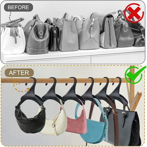 Bag Hanger, 12 Pcs Black Purse Hangers for Closet, Handbag Hangers for Closet, Handbag Organizer Hooks, Bag Organizer Hanging Hooks for Backpacks Satchels Tote Bag Home Storage (Black) in Saudi Arabia