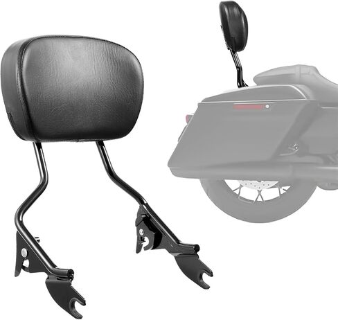 VEVOR Motorcycle Backrest Sissy Bar, Compatible With Harley-Davidson Touring Street Glide Road Glide Road King, 16 inch Height Detachable Passenger Backrest, For Motorcycles, Black in Saudi Arabia