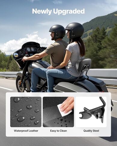 VEVOR Motorcycle Backrest Sissy Bar, Compatible With Harley-Davidson Touring Street Glide Road Glide Road King, 16 inch Height Detachable Passenger Backrest, For Motorcycles, Black in Saudi Arabia
