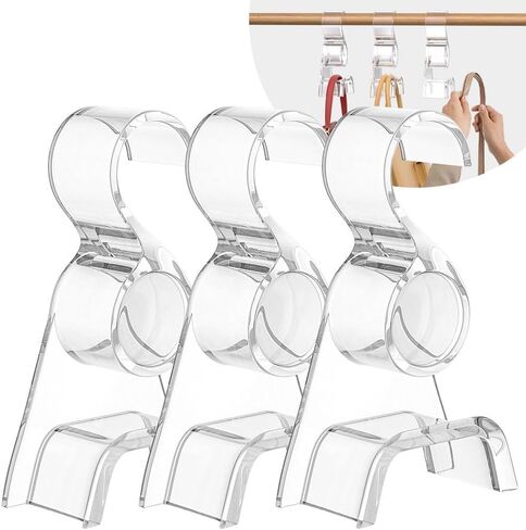 Purse Hanger for Closet 6Pcs New Luxury Acrylic Purse Bag Hanger Closet, Handbag Organizer Hooks for Hanging Bags & Purses, Protecting Bag Shape & Organizing Space (Clear) in Kuwait