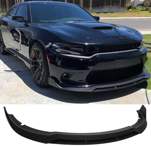 Matte Black Front Prity Prite Live Lip Splitter Kit متوافق مع Dodge Charger SRT/Hellcats/Scat Pack 2015 2015 2017 2018 2019 2020 2012 2022 2023 RT Style ، Air Chin Body Kit Accessories in Kuwait
