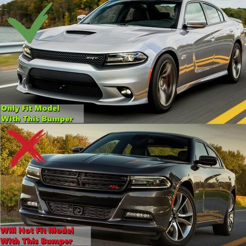Matte Black Front Prity Prite Live Lip Splitter Kit متوافق مع Dodge Charger SRT/Hellcats/Scat Pack 2015 2015 2017 2018 2019 2020 2012 2022 2023 RT Style ، Air Chin Body Kit Accessories in Kuwait