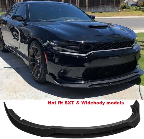 Matte Black Front Prity Prite Live Lip Splitter Kit متوافق مع Dodge Charger SRT/Hellcats/Scat Pack 2015 2015 2017 2018 2019 2020 2012 2022 2023 RT Style ، Air Chin Body Kit Accessories in Kuwait
