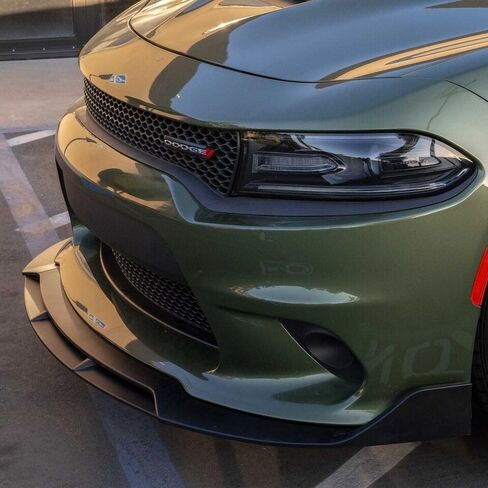 Matte Black Front Prity Prite Live Lip Splitter Kit متوافق مع Dodge Charger SRT/Hellcats/Scat Pack 2015 2015 2017 2018 2019 2020 2012 2022 2023 RT Style ، Air Chin Body Kit Accessories in Kuwait