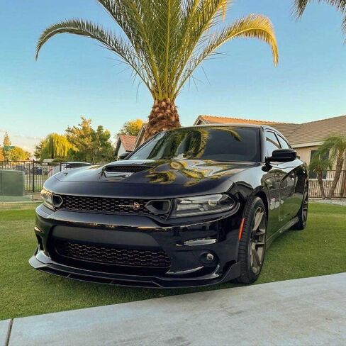 Matte Black Front Prity Prite Live Lip Splitter Kit متوافق مع Dodge Charger SRT/Hellcats/Scat Pack 2015 2015 2017 2018 2019 2020 2012 2022 2023 RT Style ، Air Chin Body Kit Accessories in Kuwait