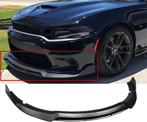 Matte Black Front Prity Prite Live Lip Splitter Kit متوافق مع Dodge Charger SRT/Hellcats/Scat Pack 2015 2015 2017 2018 2019 2020 2012 2022 2023 RT Style ، Air Chin Body Kit Accessories in Kuwait