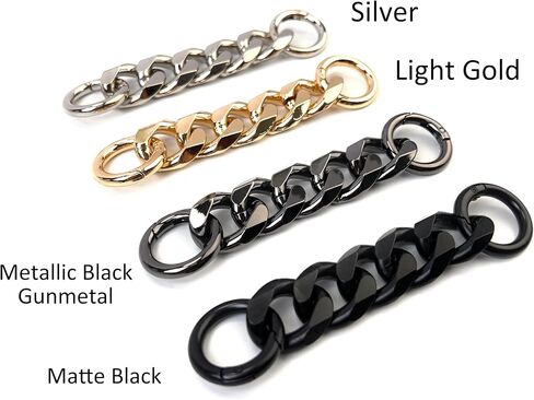 VersaKits Chunky Cuban Chain Charm Purse Strap Aluminum Chain Extender Accessory 15-1/2 Inch Black Chain Decoration Pants Chain Shoe Chain Dog Collar Chain in Kuwait