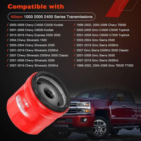 Transmission Filter Kit – Internal Shallow & Spin-On Filter,Compatible with Allison 1000 2000 Series,Fit for 6.6L Duramax Diesel 2001-2010 Chevy Silverado/GMC Sierra 2500HD Replaces 29539579 29537965 in Kuwait