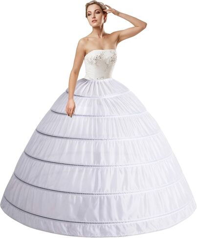 Mannice Women Crinoline Petticoat 6 Hoop Skirt Petticoats for Women Petticoats Underskirt Hoop Slip for Wedding in Kuwait