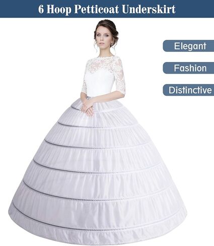 Mannice Women Crinoline Petticoat 6 Hoop Skirt Petticoats for Women Petticoats Underskirt Hoop Slip for Wedding in Kuwait