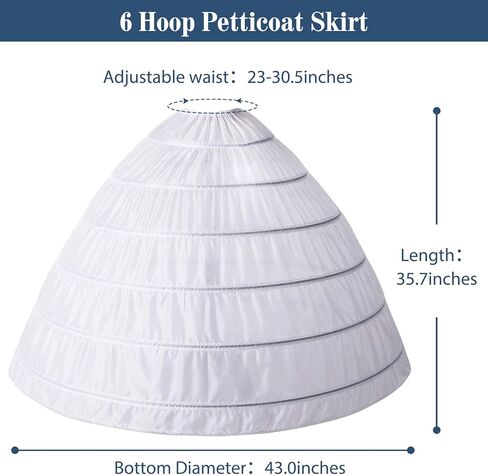 Mannice Women Crinoline Petticoat 6 Hoop Skirt Petticoats for Women Petticoats Underskirt Hoop Slip for Wedding in Kuwait