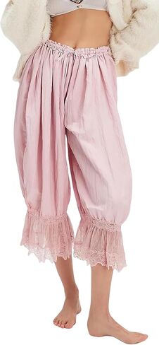 nufiwi نساء الكشكش الطويل بلومر y2k الدانتيل تقليم pttipants pantaloons منتصف ارتفاع السراويل pajama تحت اللباس زلات اللباس in Kuwait