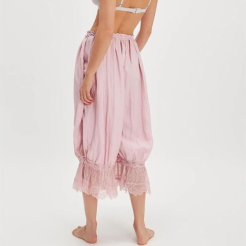 nufiwi نساء الكشكش الطويل بلومر y2k الدانتيل تقليم pttipants pantaloons منتصف ارتفاع السراويل pajama تحت اللباس زلات اللباس in Kuwait