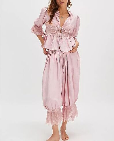 nufiwi نساء الكشكش الطويل بلومر y2k الدانتيل تقليم pttipants pantaloons منتصف ارتفاع السراويل pajama تحت اللباس زلات اللباس in Kuwait