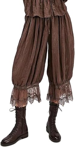 nufiwi نساء الكشكش الطويل بلومر y2k الدانتيل تقليم pttipants pantaloons منتصف ارتفاع السراويل pajama تحت اللباس زلات اللباس in Kuwait
