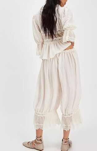 nufiwi نساء الكشكش الطويل بلومر y2k الدانتيل تقليم pttipants pantaloons منتصف ارتفاع السراويل pajama تحت اللباس زلات اللباس in Kuwait