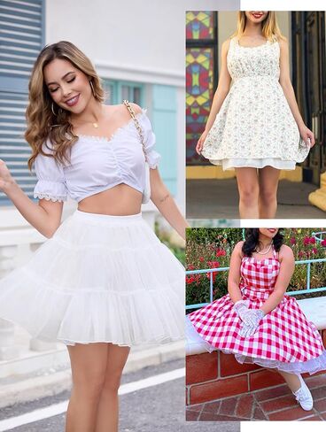 Vlazom نساء تنانير البطن tulle tutu Underskirts chiffon نصف slips fluffy prom skirt skirt s-3xl in Kuwait