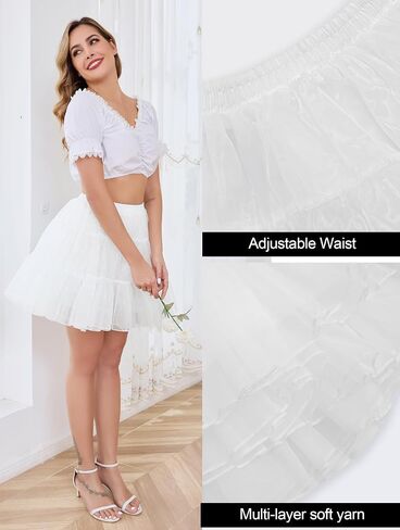 Vlazom نساء تنانير البطن tulle tutu Underskirts chiffon نصف slips fluffy prom skirt skirt s-3xl in Kuwait
