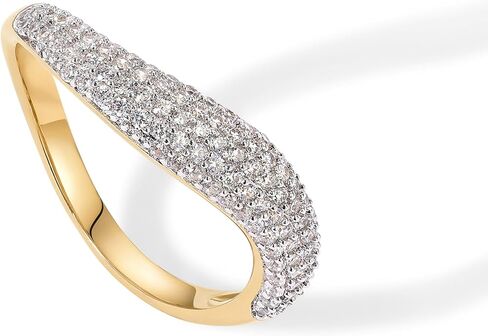 PAVOI 14K Gold Plated Wavy Cubic Zirconia Stackable Ring for Women | Twisted Wave CZ Band | Delicate Eternity Rings in Saudi Arabia