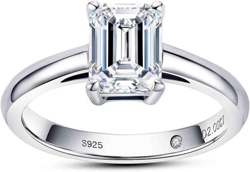 Anuclub Cushion/Emerald/Pear Moissanite خاتم الخطوبة ، D Color 925 Sterling Silver ، Beatherity Wedding Promise Seniversary Band Rings for Women in Kuwait