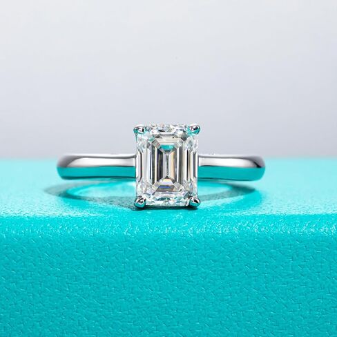 Anuclub Cushion/Emerald/Pear Moissanite خاتم الخطوبة ، D Color 925 Sterling Silver ، Beatherity Wedding Promise Seniversary Band Rings for Women in Kuwait
