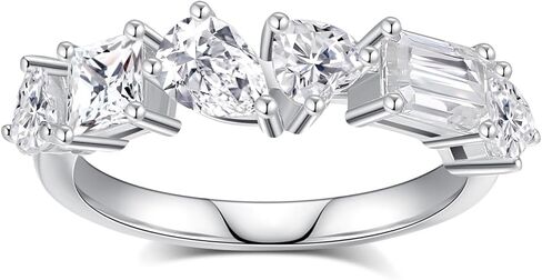 Moissanite Rings for Women,D Color VVS1 Moissanite Eternity Rings for Women 18K White Gold Plated 925 Sterling Silver Wedding Band Ring for Women in Kuwait