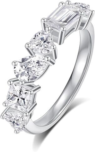 Moissanite Rings for Women,D Color VVS1 Moissanite Eternity Rings for Women 18K White Gold Plated 925 Sterling Silver Wedding Band Ring for Women in Kuwait