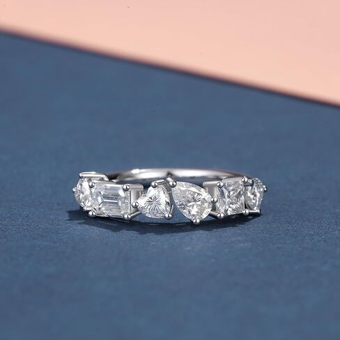 Moissanite Rings for Women,D Color VVS1 Moissanite Eternity Rings for Women 18K White Gold Plated 925 Sterling Silver Wedding Band Ring for Women in Kuwait