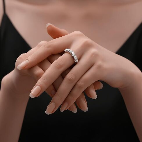 Moissanite Rings for Women,D Color VVS1 Moissanite Eternity Rings for Women 18K White Gold Plated 925 Sterling Silver Wedding Band Ring for Women in Kuwait