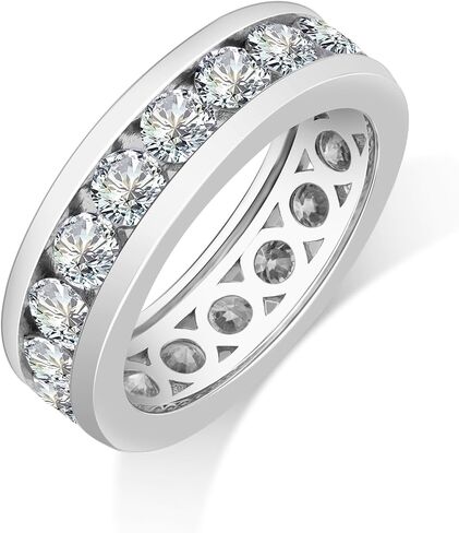 Moissanite Rings for Women,D Color VVS1 Moissanite Eternity Rings for Women 18K White Gold Plated 925 Sterling Silver Wedding Band Ring for Women in Saudi Arabia