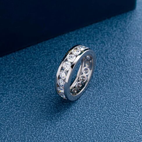Moissanite Rings for Women,D Color VVS1 Moissanite Eternity Rings for Women 18K White Gold Plated 925 Sterling Silver Wedding Band Ring for Women in Saudi Arabia