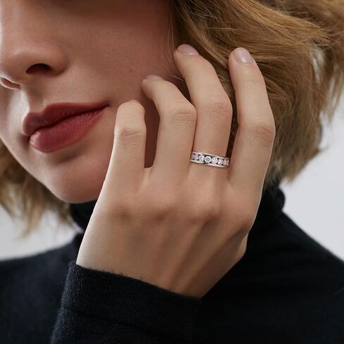 Moissanite Rings for Women,D Color VVS1 Moissanite Eternity Rings for Women 18K White Gold Plated 925 Sterling Silver Wedding Band Ring for Women in Saudi Arabia