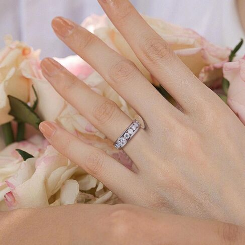 Moissanite Rings for Women,D Color VVS1 Moissanite Eternity Rings for Women 18K White Gold Plated 925 Sterling Silver Wedding Band Ring for Women in Saudi Arabia