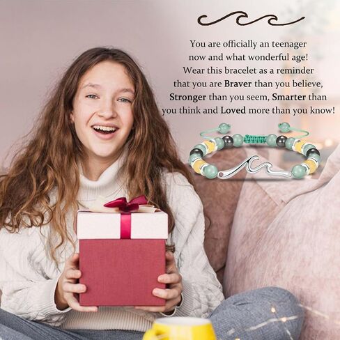 13 14 15 16 17 18 21 Year Old Birthday Gifts for Girls, Wave Birthday Bracelet Gifts with Birthday Card for Teen Girls Her Daughter Granddaughter Niece Friends in Saudi Arabia