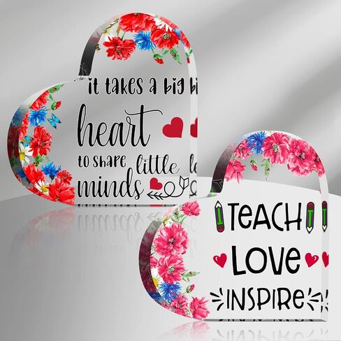 2 Pieces 2024 Teacher Appreciation Gifts for Women Thank You Teacher Gift Teacher Retirement Birthday Gift Graduation Gift Acrylic Paperweight Keepsake from Student First Day of School(Flower Style) in Kuwait