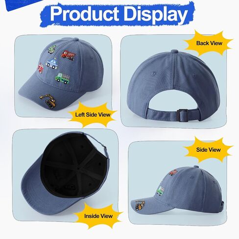 Embroidered Baseball Caps for Boys Girls Fire Truck Excavator Trucker Hat Funny Adjustable Summer Hats Age 3-8 in Kuwait
