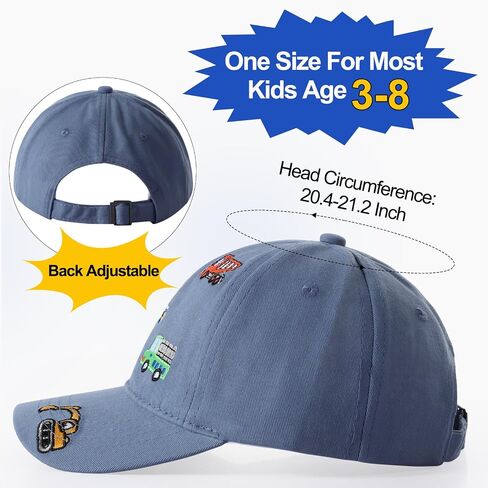 Embroidered Baseball Caps for Boys Girls Fire Truck Excavator Trucker Hat Funny Adjustable Summer Hats Age 3-8 in Kuwait
