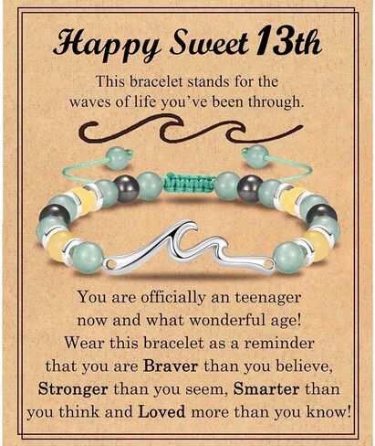 13 14 15 16 17 18 21 Year Old Birthday Gifts for Girls, Wave Birthday Bracelet Gifts with Birthday Card for Teen Girls Her Daughter Granddaughter Niece Friends in Saudi Arabia
