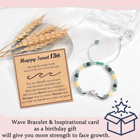 13 14 15 16 17 18 21 Year Old Birthday Gifts for Girls, Wave Birthday Bracelet Gifts with Birthday Card for Teen Girls Her Daughter Granddaughter Niece Friends in Saudi Arabia