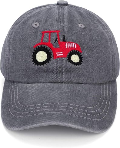 Cute Embroidery Tractor Baseball Cap Kids Toddler Vintage Washed Cotton Adjustable Dad Hat for Boys Girls Age 3-8 in Saudi Arabia