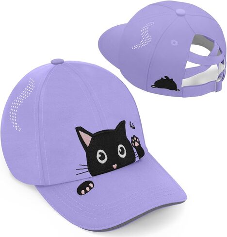 الفتيات لطيفات Cat Cat Cap Kids Hat Ponytail Hat Quick Summer Summer Outdoor Sportser Hats لمدة 5-15 سنوات in Kuwait