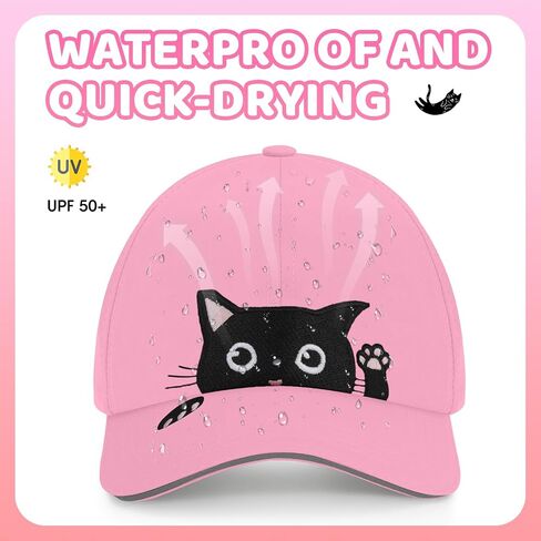 Girls Cute Cat Baseball Cap Kids Ponytail Hat Quick Dry Summer Outdoor Sports Trucker Hats for 5-15 Years in Kuwait
