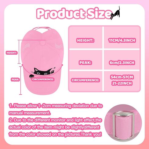 Girls Cute Cat Baseball Cap Kids Ponytail Hat Quick Dry Summer Outdoor Sports Trucker Hats for 5-15 Years in Kuwait