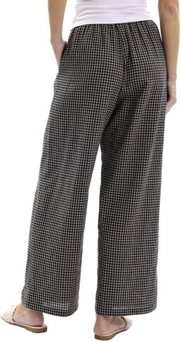 Amazhiyu Women's Cotton Gauze Plaid Plaid مرنة غير رسمية مع جيوب in Kuwait