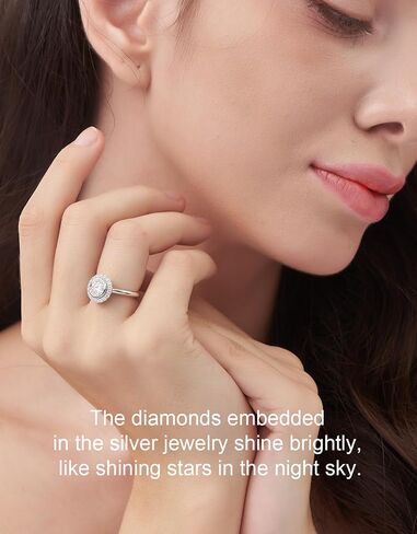 خاتم خطوبة مويسانيت للنساء ، 1.5CT ROULE COT D COLOR VVS1 PRONDEY ANTRIVARY HALO BANDE BANDE ， S925 STERLING SIVAR in Kuwait
