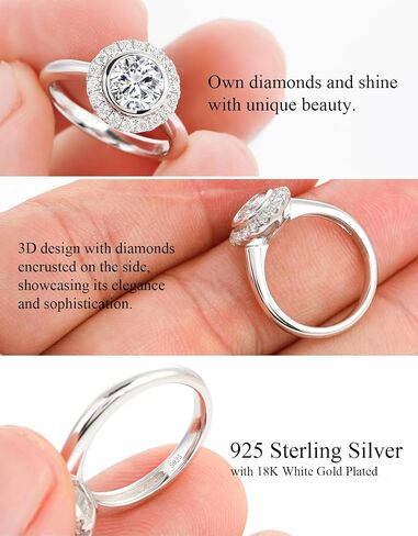 خاتم خطوبة مويسانيت للنساء ، 1.5CT ROULE COT D COLOR VVS1 PRONDEY ANTRIVARY HALO BANDE BANDE ， S925 STERLING SIVAR in Kuwait