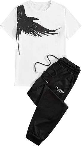 SOLY HUX Men's 2 Piece Outfits Graphic Print Short Sleeve T Shirt Tops and Sweatpants Camo Outfit Set in Saudi Arabia