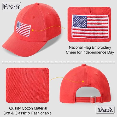 ACTLATI Kids Baseball Cap American Flag Hat for Toddler Boys Girls Cute Embroidered Cotton USA Flag Trucker Hats 3-8 Years in Saudi Arabia
