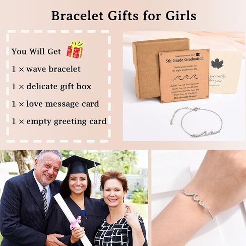 2025 Graduation Gifts for Her, Class of 2025 High School 5th 6th 8th Grade College Masters Degree Graduation Wave Bracelet Jewlry Gifts for Girls Women in Kuwait